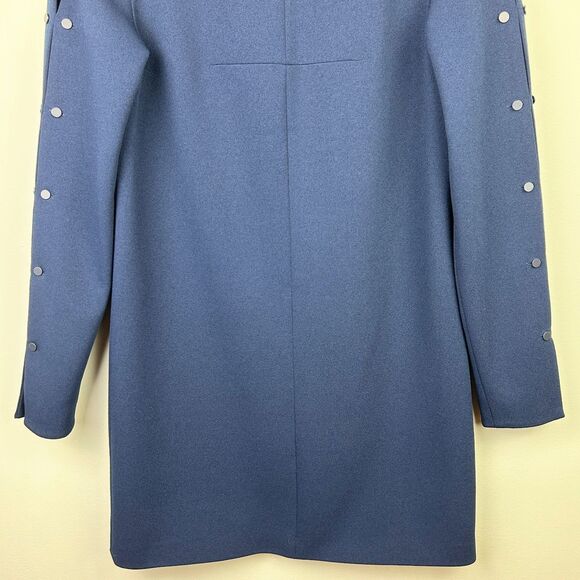 Tibi Structured Crepe Navy Blue Shift Dress Long Studded Sleeves Mini Cocktail 2 - Picture 5 of 14
